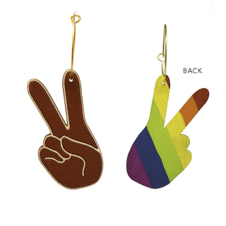 Black Peace Sign Pride Hand Hoop Earrings