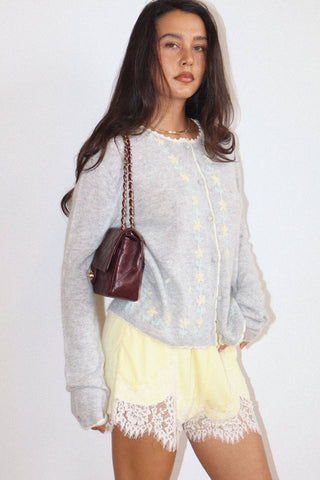 Lace Trim Flowy Shorts in Lemon