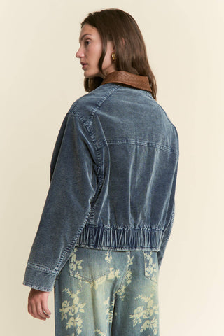 Mineral Washed Corduroy Jacket in Ash Navy