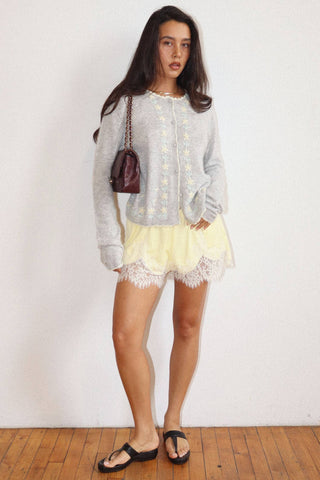 Lace Trim Flowy Shorts in Lemon