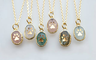Paw Print Gemstone Necklace: 18 inches