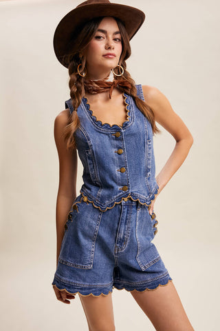 Scallop Drift Denim Set