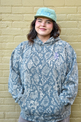 Figgy Embroidered Snake Print Hoodie