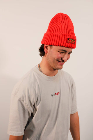 Cheetah Beanie in Red