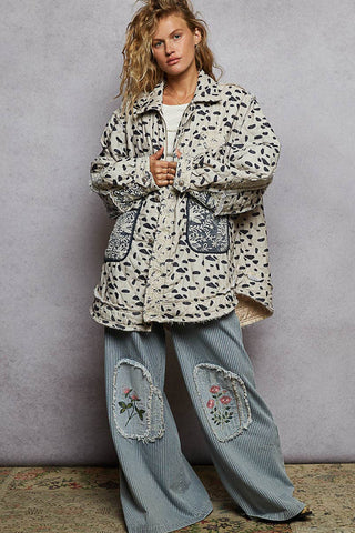 Overlaid Lace Quilted Woven Jacket