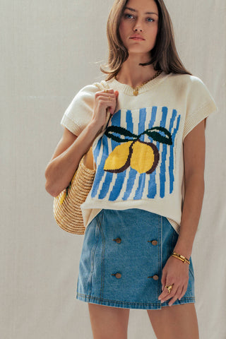 Lemon Graphic Knit Vest