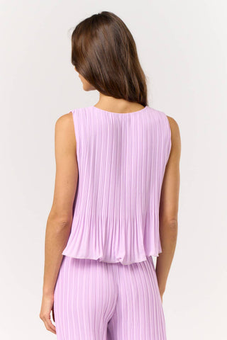 Lavender Tie Front Pleated Set