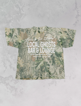 Local Ghosts Bar & Lounge Spooky Oversized T-Shirt in Green Camo