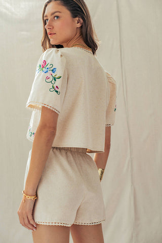 Embroidered Boho Crop Top