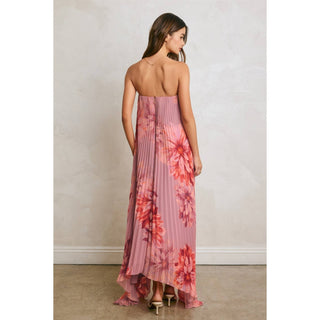 Pleated Maxi Dress in Dahlia Garden