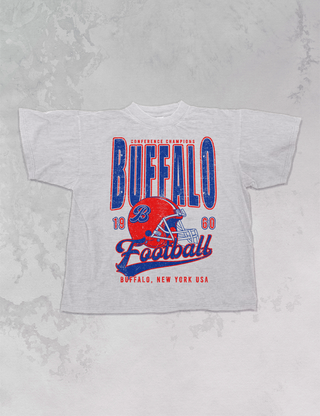 90's Buffalo Football Champs Oversized T-shirt in Ash Gray