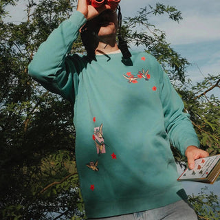 Hummingbirds Sweatshirt in Seafoam