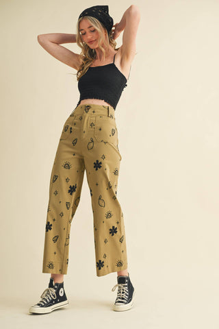 Exclusive Print High Waisted Pants