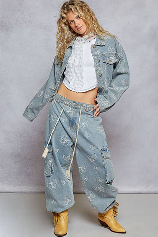 Butterfly Denim Jogger Pants