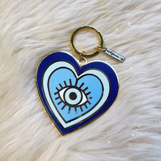 Evil Eye Heart Keychain Stocking Stuffer: Packaged (carded)