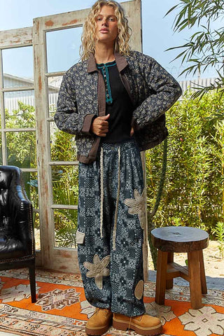 Floral Pattern Quilted Jacket