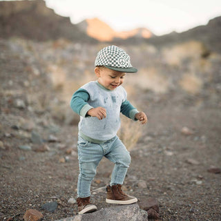 Peace Checkered Kids Flat Brim Hat: Baby/Toddler