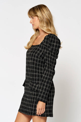 Plaid Puff Sleeve Mini Dress
