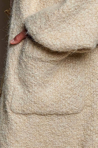 Boucle Knit Oversized Cardigan in Almond