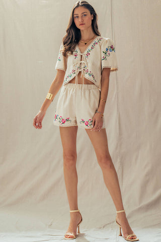Embroidered Boho Crop Top