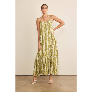 Tie-Dye Print Maxi Dress in Olive