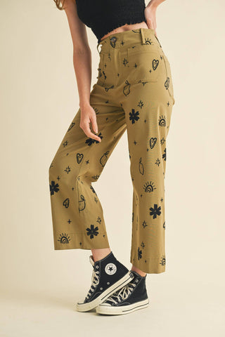 Exclusive Print High Waisted Pants