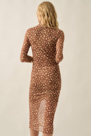 Polka Dot Mesh Midi Dress