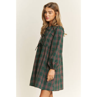Soft Plaid Babydoll Mini Dress