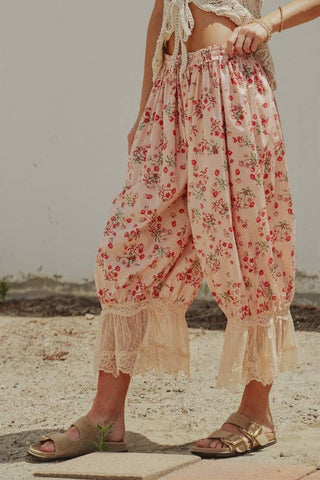 Floral Cotton Balloon Bloomer Pants