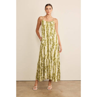 Tie-Dye Print Maxi Dress in Olive