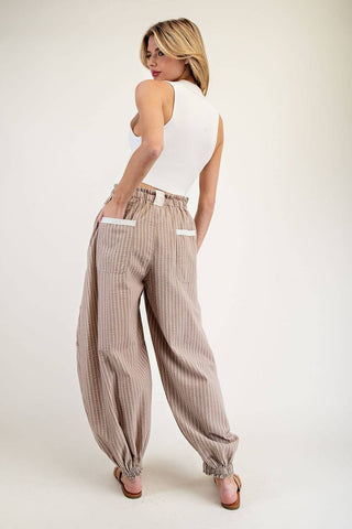Striped Drawstring Jogger in Coco