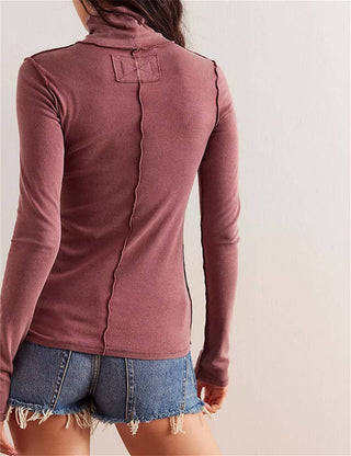 Soft Basic Everyday Turtleneck in Dirty Pink
