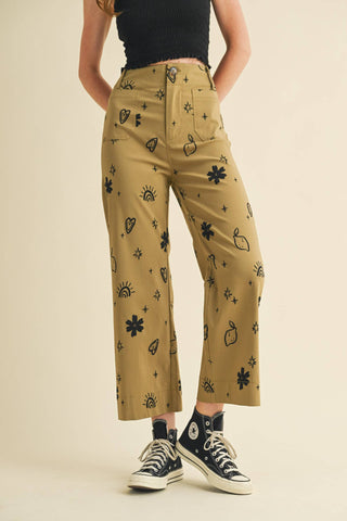 Exclusive Print High Waisted Pants