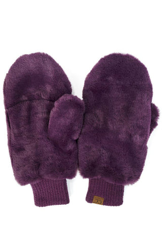 C.C Faux Fur Mittens with Shepherd Lining: Hot Pink