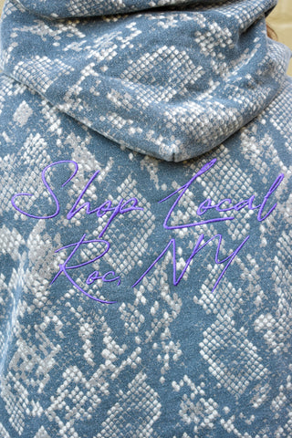 Figgy Embroidered Snake Print Hoodie