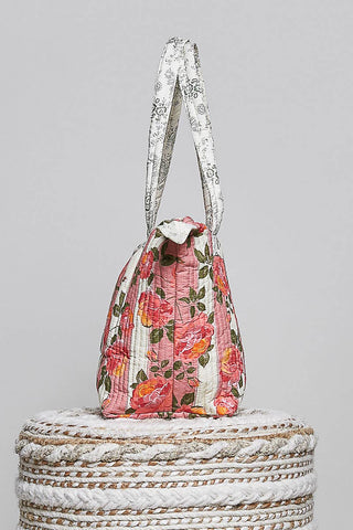 Quilted Rose Tote Bag