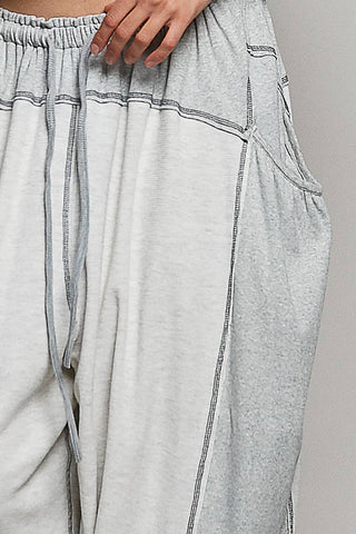 Thermal Double Gauze Rib Mix Pants