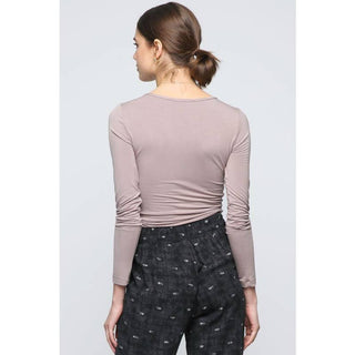 Ruched Front Tie Top in Black