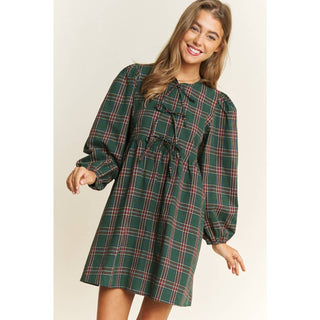 Soft Plaid Babydoll Mini Dress