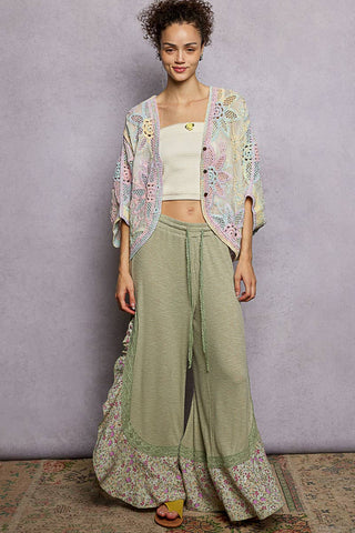 Oversized V-neck Batwing Sleeve Crochet Cardigan