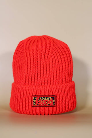 Cheetah Beanie in Red