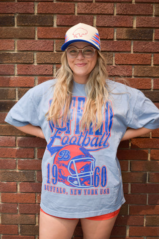 Vintage Buf Football T-Shirt in Clear Blue