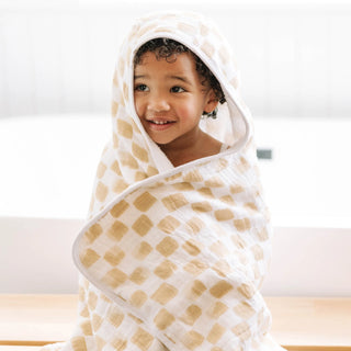Checkered Cotton Hooded Toddler Towel