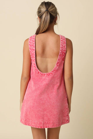 Washed Open-Back Mini Dress