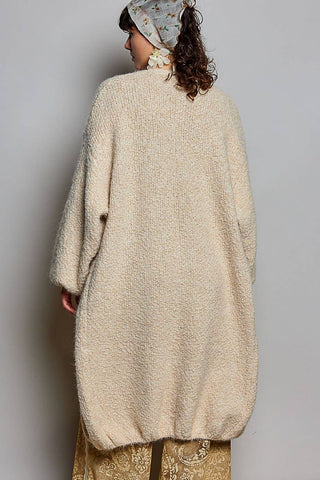 Boucle Knit Oversized Cardigan in Almond