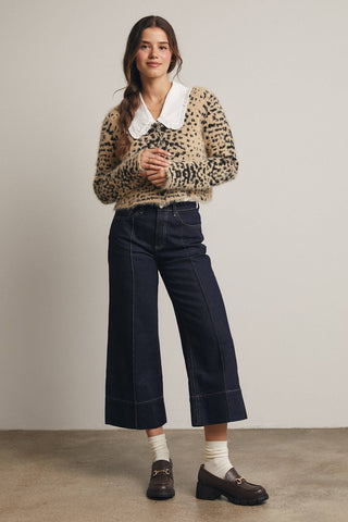 Fuzzy Leopard Button-Up Cardigan in Taupe