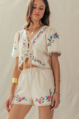 Embroidered Boho Crop Top