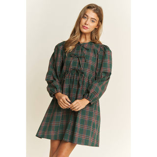 Soft Plaid Babydoll Mini Dress