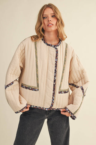 Quilted Jacket in Sand Beige