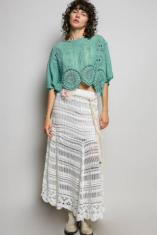 Scalloped Crochet Top in Aqua